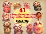 adorable valentines day sloth characters-Slide-1