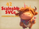 cute birthday highland cow characters-image-2