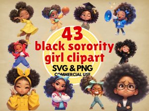 Sorority Girl Clipart Bundle PNG SVG Digital Download for Sublimation, Stickers, T-Shirts, and Crafts