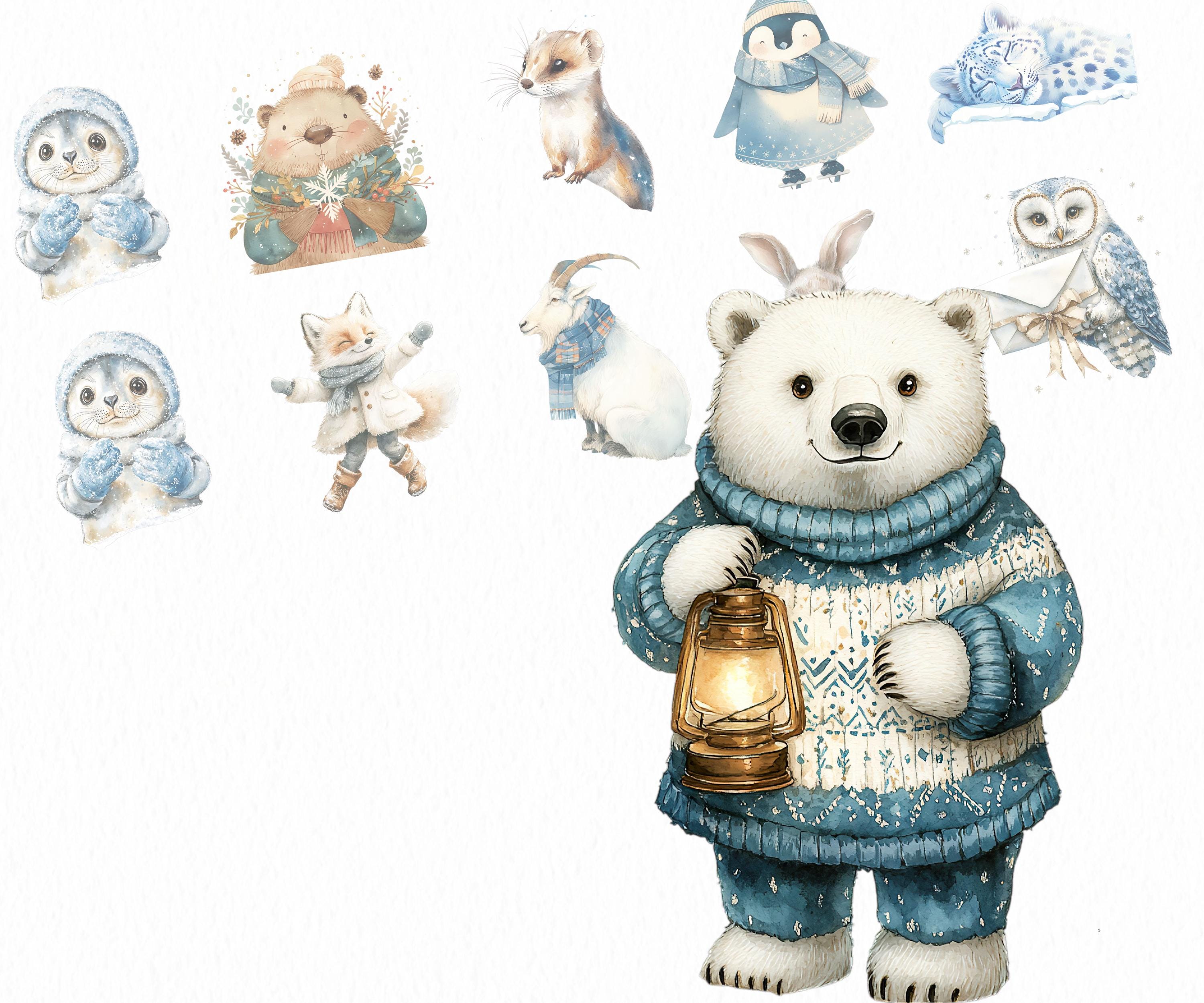 Watercolor Winter Animals BundleClipart Bundle | 40 High-Resolution PNG & SVG Graphics for Crafts, DIY Projects, Scrapbooking and More