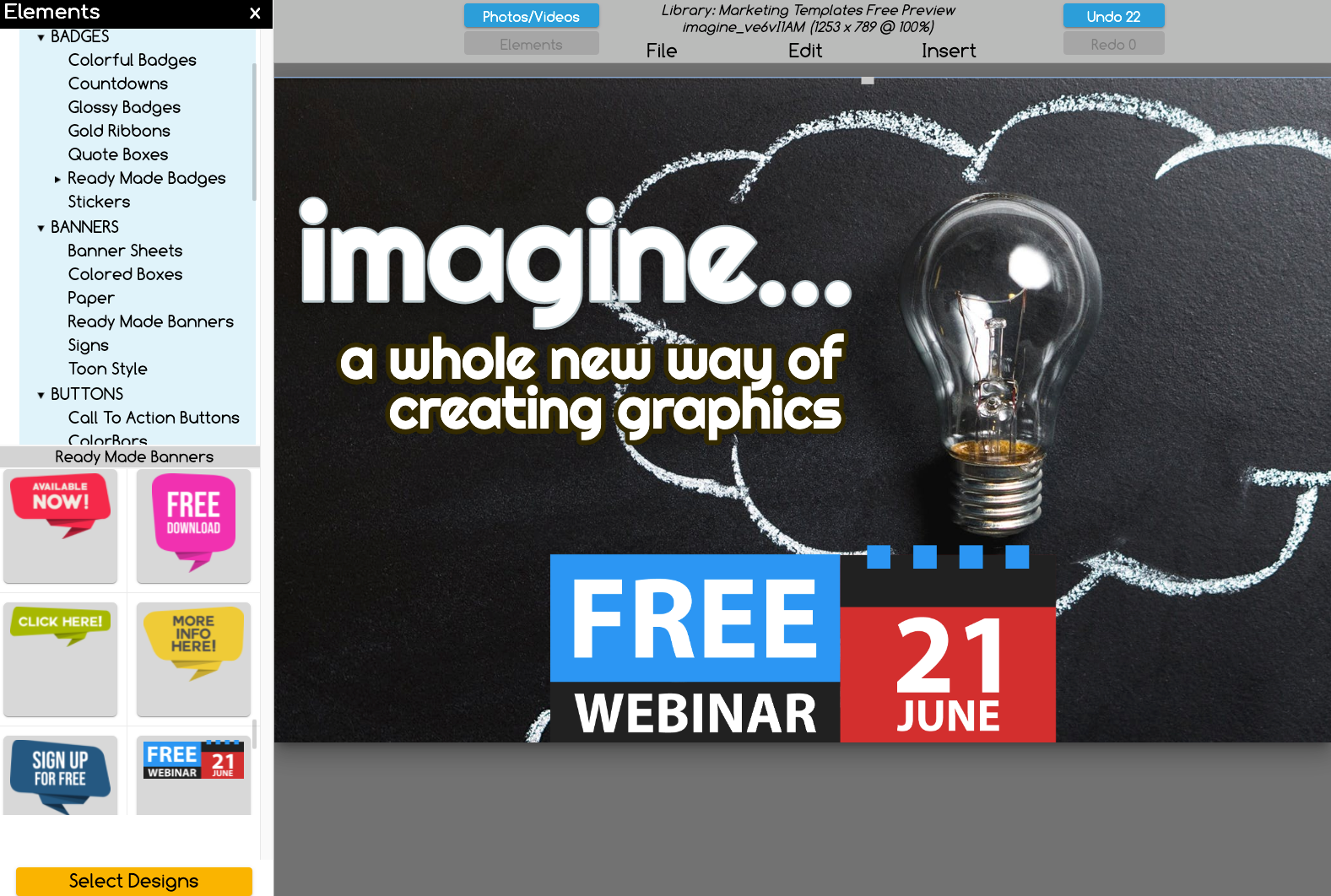 Graphic banners come pre-design or without text